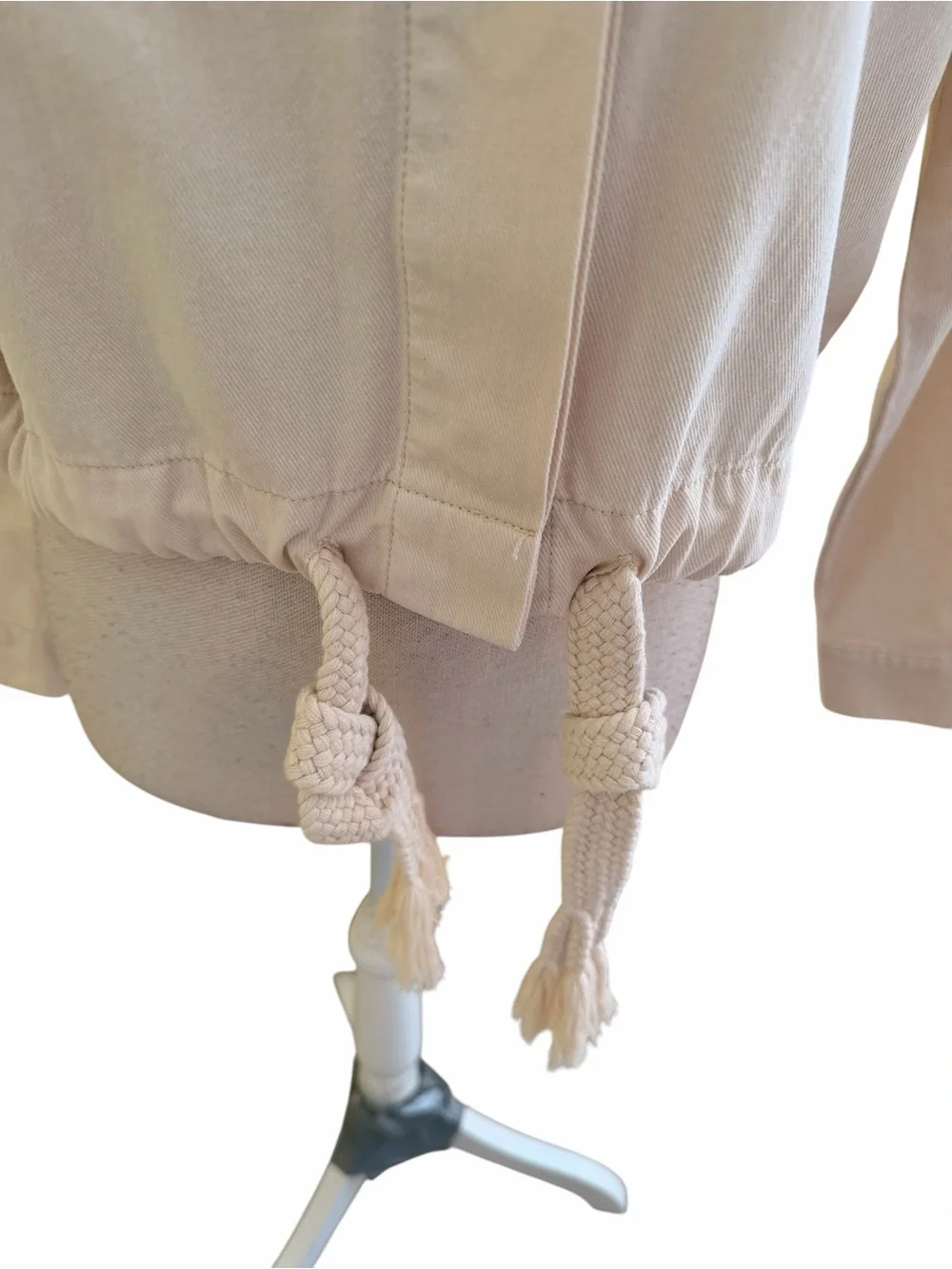 Lilla P Cream Cotton Lightweight Drawstring Waist Jacket XS NEW
